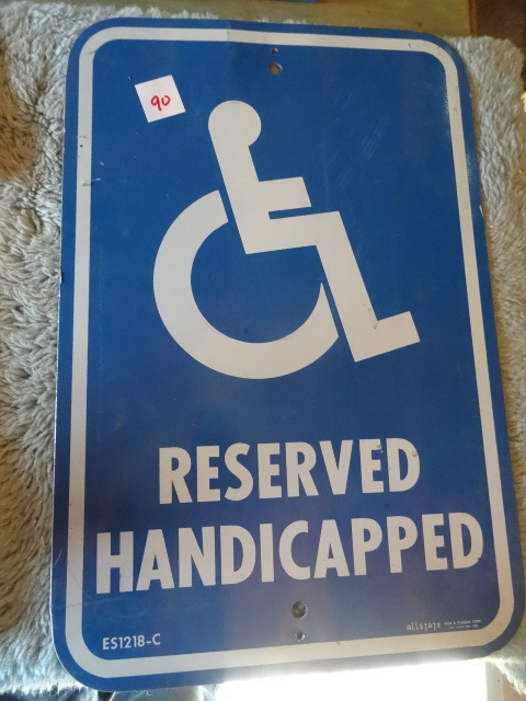 lot 90 image: 2 Metal Handicapped Parking Signs