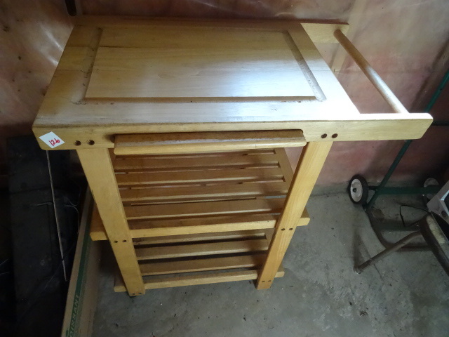 lot 126 image: Wooden Kitchen CartTable