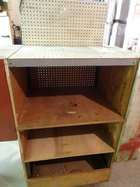 lot 256 image: Wood Rolling Shelving Unit