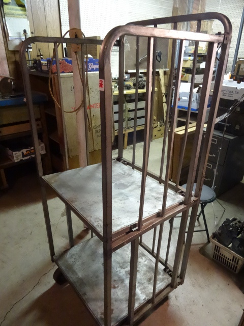 lot 270 image: Metal Folding Mail Cart On Wheels