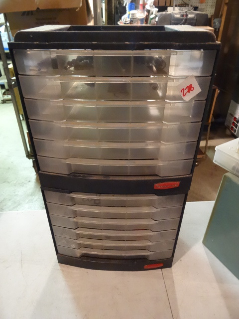 lot 278 image: 2 Rubbermaid Storage Bins 6 Drawers