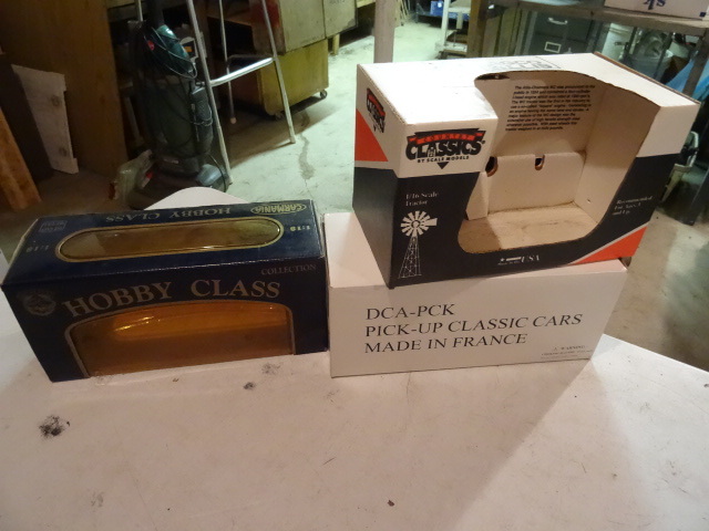 lot 300 image: 3 Empty Die Cast Cart Tractor Boxes