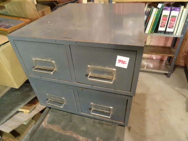 lot 332 image: 2 Metal Double Drawer Bin 16 X 15 X 6