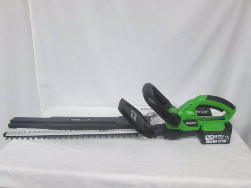 lot 9 image: Master Craft 20V Hedge Trimmer with Battery and Charger