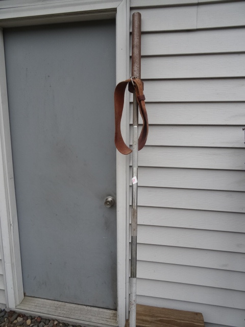 lot 27 image: Bar Bell with Leather Waist Belt