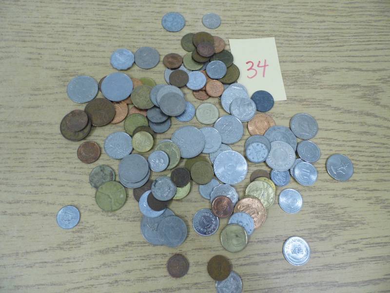lot 34 image: 100 Foreign Coins