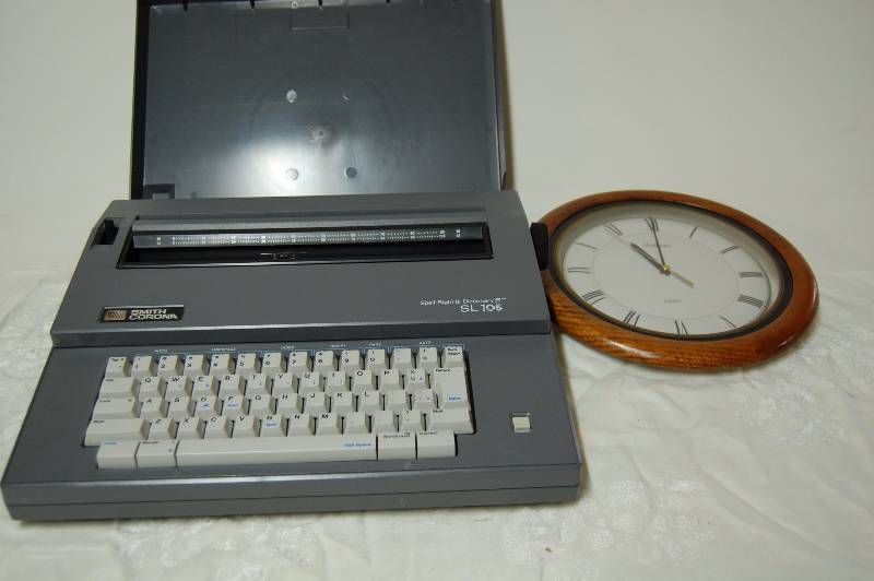 Typewriter and Wall Clock