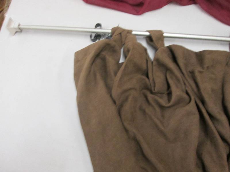 Brown Microfiber Curtains with Rod...