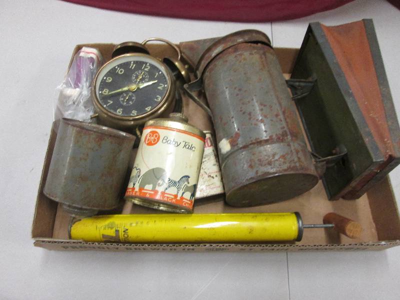 Vintage Clock, Smiker, Duster & tin...