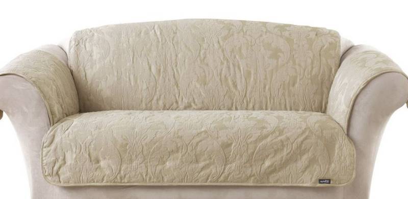 lot 13 image: Sure Fit Matelasse Loveseat Cover - Linen Color