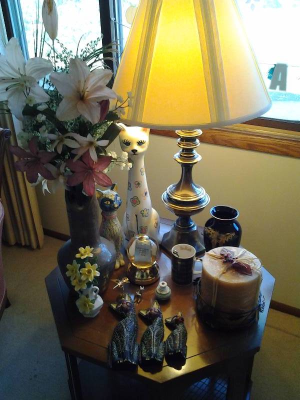 Collection Of Cat Figurines, Vases, Miniatures, Misc