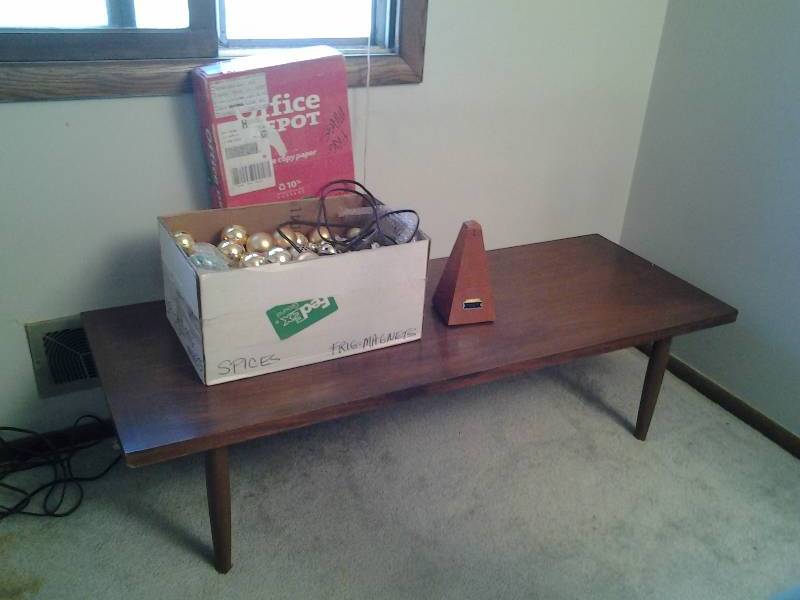 Coffee Table (20x54x14), Metronome, Box Of Ornaments