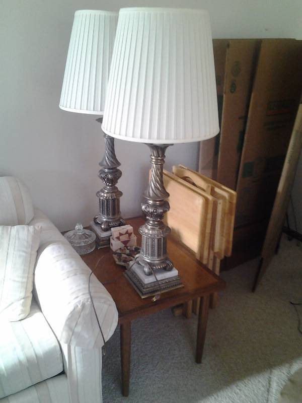 2 End Tables 30x20x17, Set Of 4-TV Trays With Stand (Does Not Include Lamps)