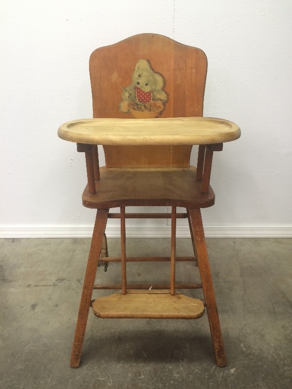 lot 10 image: Vintage Wooden Highchair