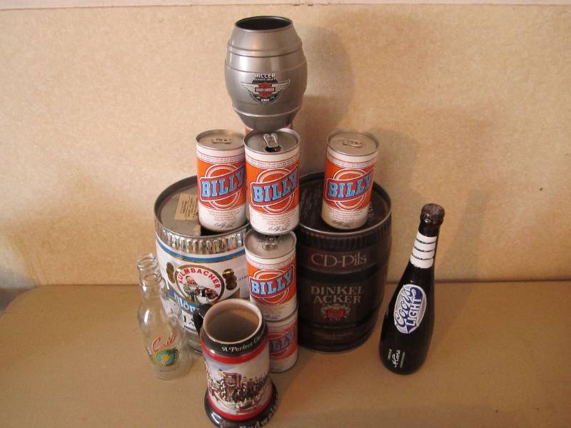 lot 18 image: Lot of beer bottles cans and stein...