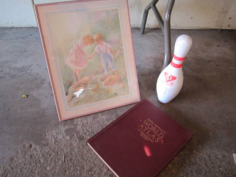 lot 74 image: Bowling pin, world atlas and pictur...