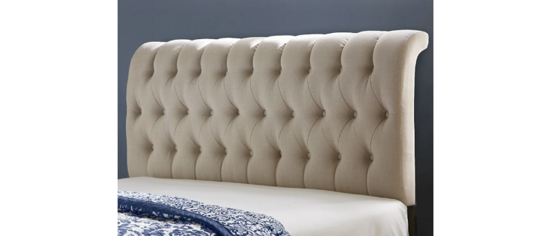 Ivory Linen Headboard Queen open bo...