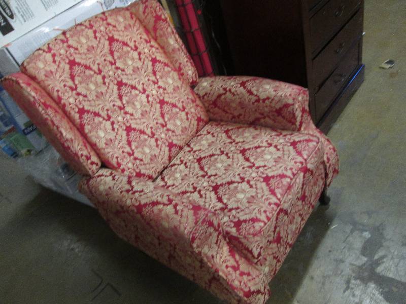 Patterned Wingback Recliner open bo...