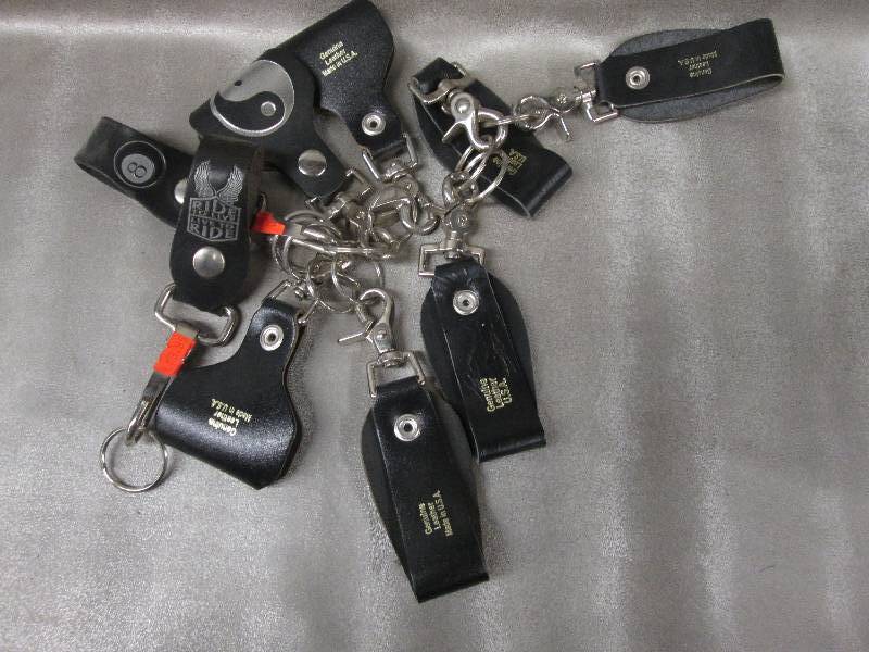 Lot of 9 Heavy Duty Leather Key Rin...