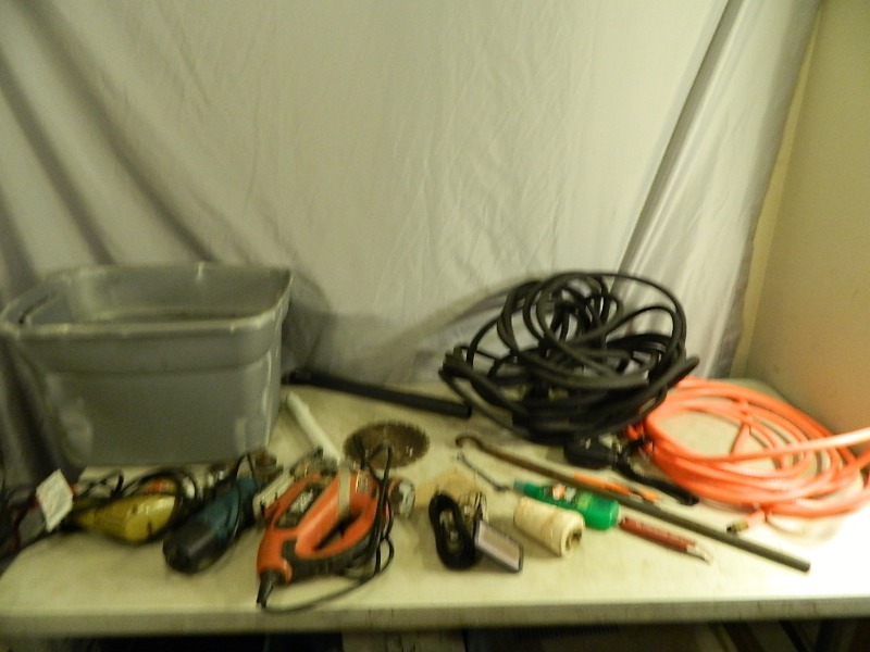 lot 98 image: Air Hose, Tools, and Repairable Tools
