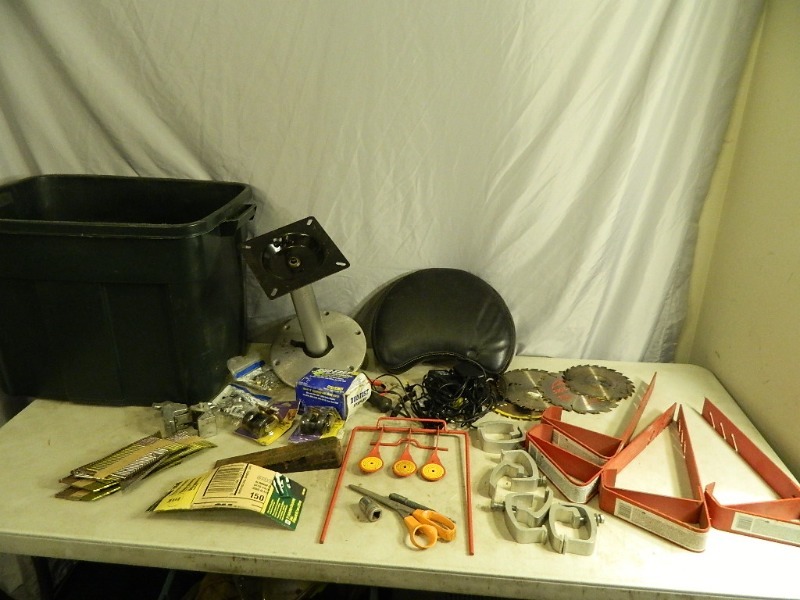 lot 106 image: Roof Jacks, Tools, Hardware, Boat Seat, and More