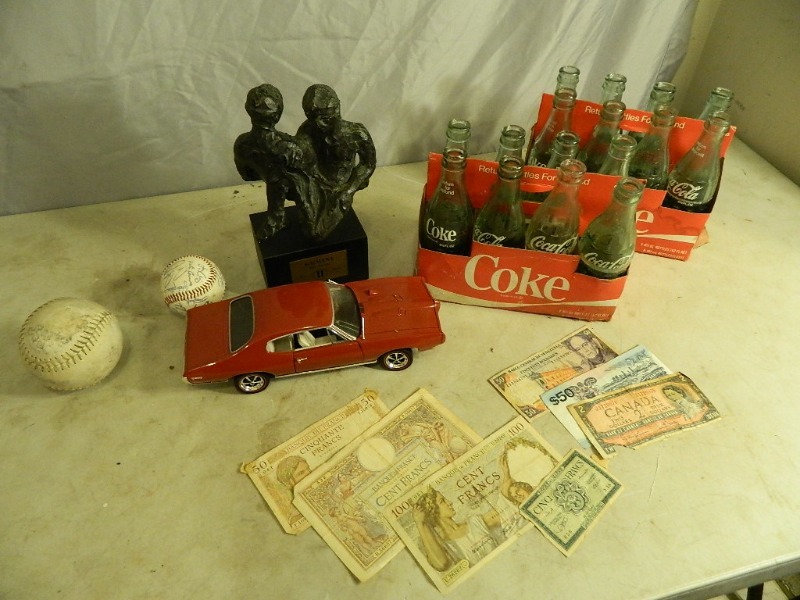 lot 131 image: Coca Cola Bottles, Statue, Foreign Currency, Collector Car, and More