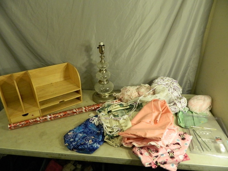 lot 206 image: Craft Items, New Wrapping Paper, Wood Organizer