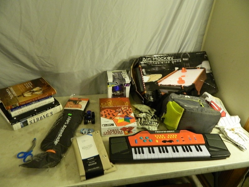 lot 233 image: Tabletop Air Hockey, Books, and More