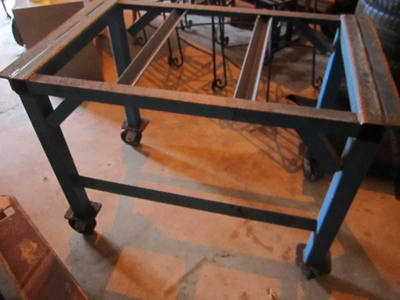lot 9 image: Heavy metal work cart, top is 46 x ...