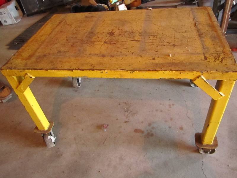lot 96 image: Heavy metal work cart, top is 30 x ...