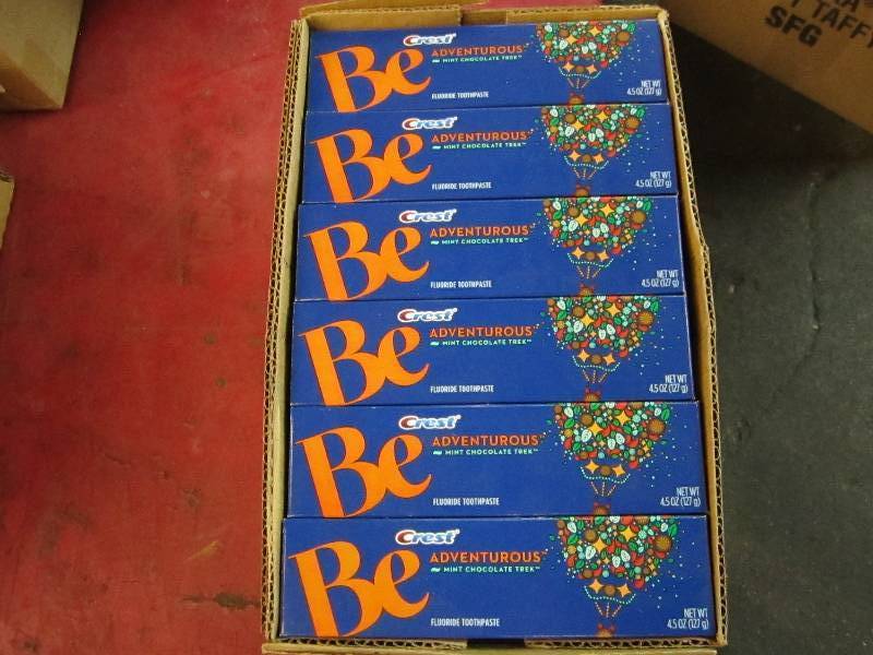 lot 253 image: 24 tubesof  Crest mint chocolate tr...