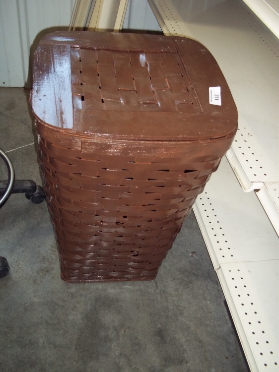 Brown wicker basketclothes hamper