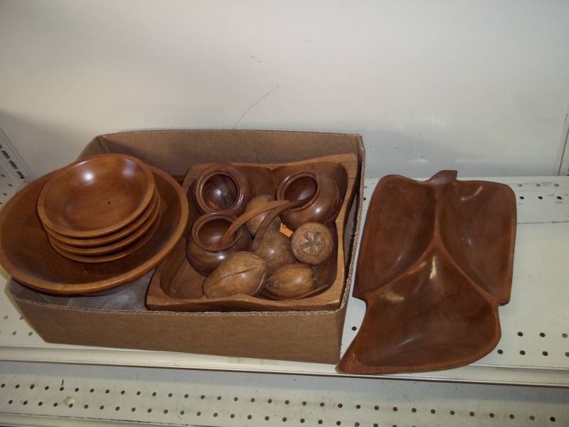 Milbern Wood bowl set, wood serving tray, wood spoon and fork
