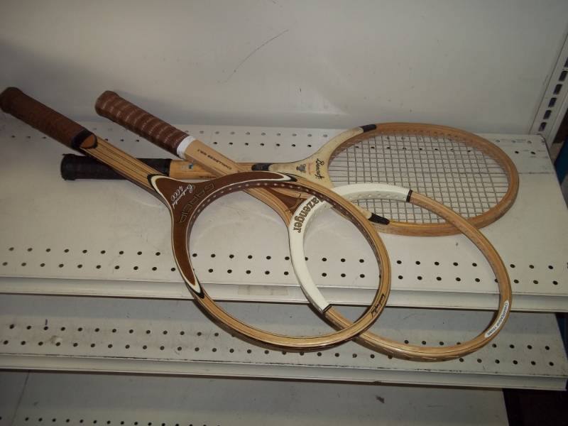3 vintage wooden tennis rackets 2 that have never been used
