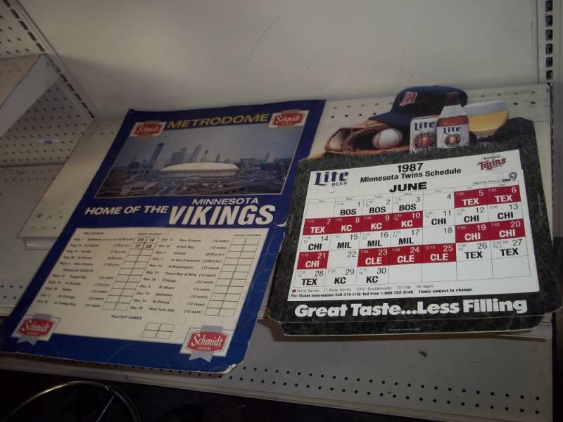 Vintage Vikings and MN Twins calendars