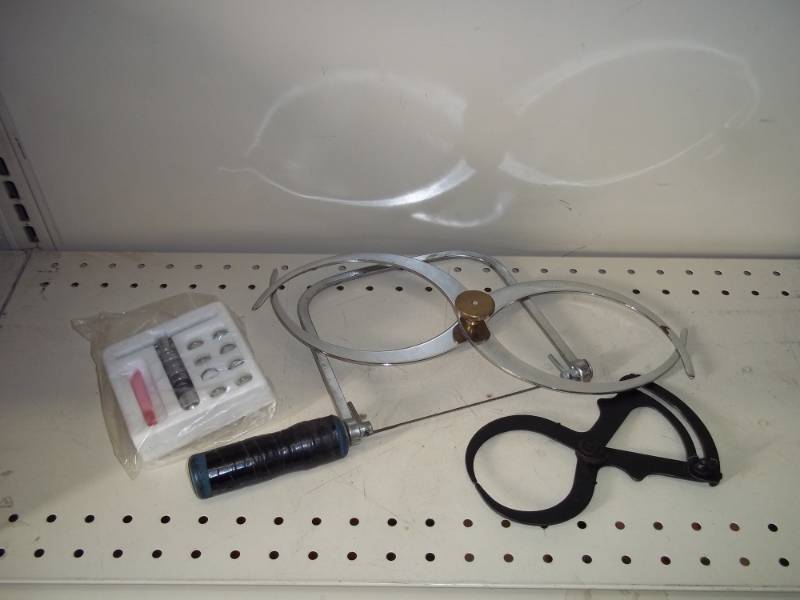 Coping saw and Calipers