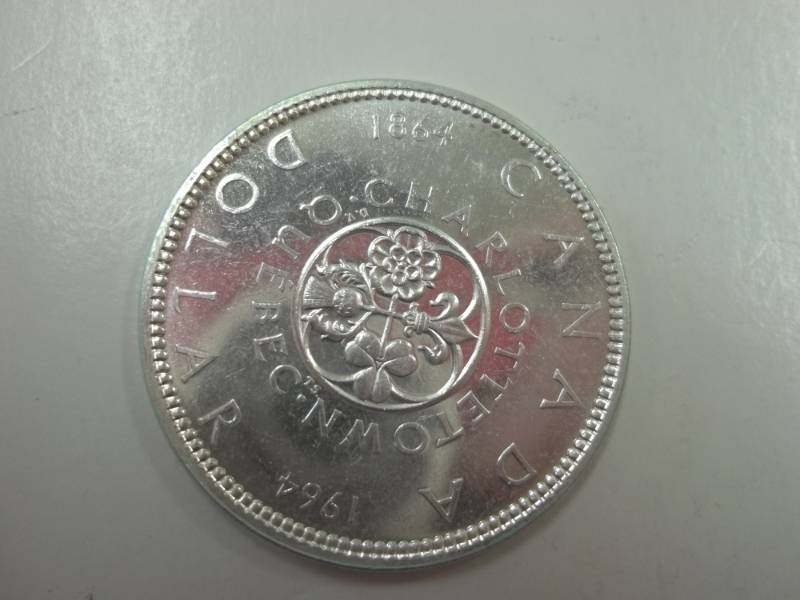 1964 CANADA SILVER DOLLAR COIN- CANADIAN CENTENNIAL SILVER COIN 80% Silver