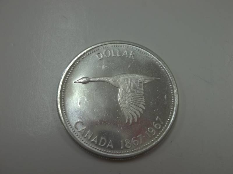 1967 FLYING GOOSE $1 DOLLAR CANADIAN  SILVER COIN 80% Silver