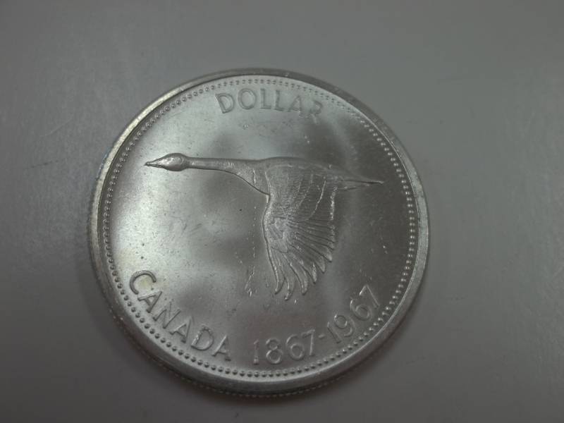 1967 FLYING GOOSE $1 DOLLAR CANADIAN  SILVER COIN 80% Silver