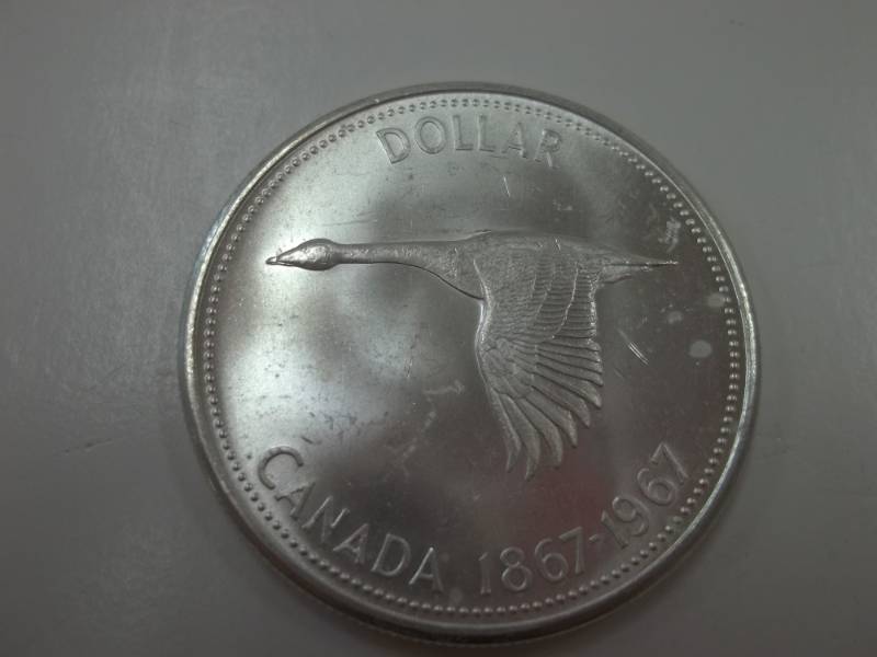 1967 FLYING GOOSE $1 DOLLAR CANADIAN  SILVER COIN 80% Silver