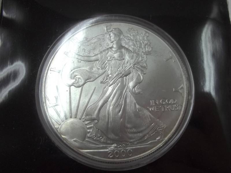 Silver American Eagle 1 Oz. Fine Silver Year 2000 Coin .999% with Certificate of Authenticity