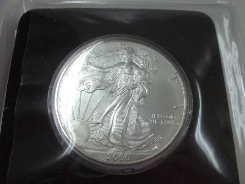 Silver American Eagle 1 Oz. Fine Silver Year 2000 Coin .999% with Certificate of Authenticity