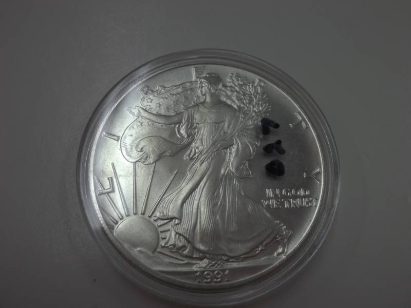 Silver American Eagle 1 Oz. Fine Silver Year 1991 Coin .999% in plastic case