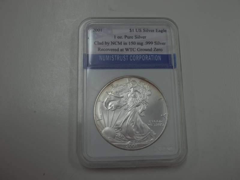 Silver American Eagle 1 Oz. Fine Silver Year 2001 Coin .999% Recoverd at WTC Ground Zero