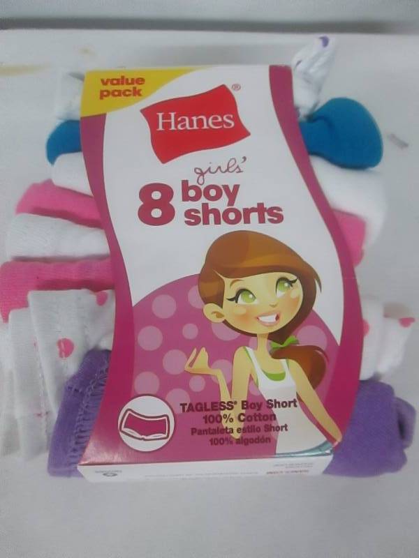 lot 89 image: Hanes Girls Cotton Boy Short Panties - 8-pk.