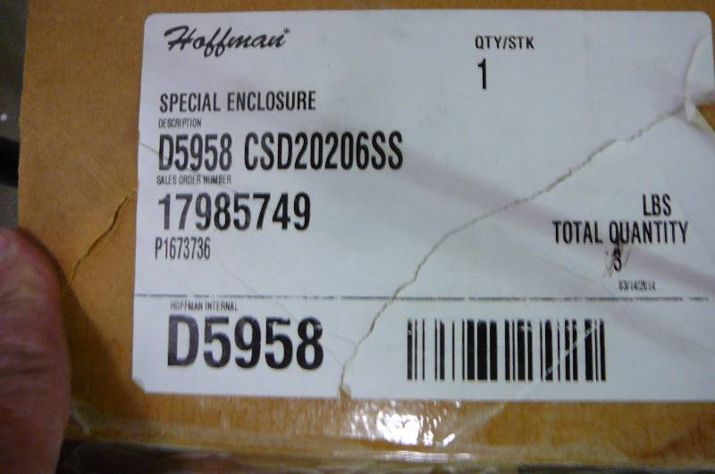 Hoffman Special Enclosure D5958 CSD20206SS new in box