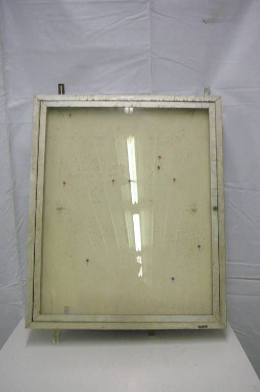 Indoor Enclosed Cork Board W Alum frame door 36 x 30