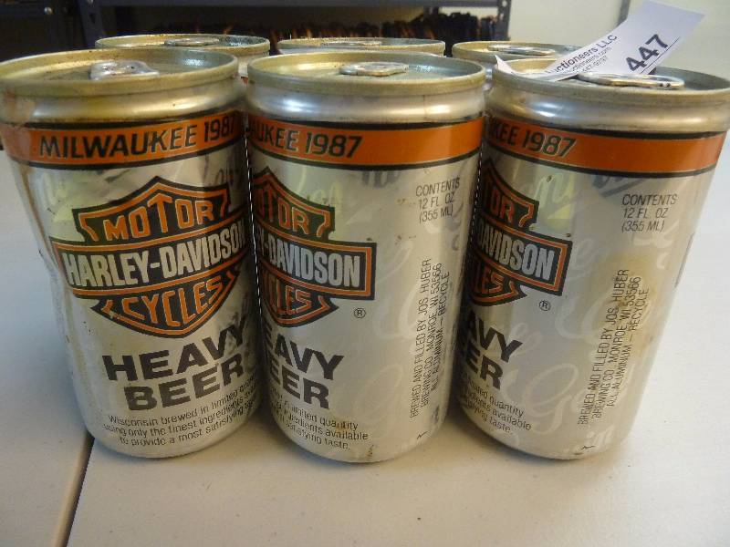 lot 447 image: Harley Davidson Collectible Unopened Beer Cans