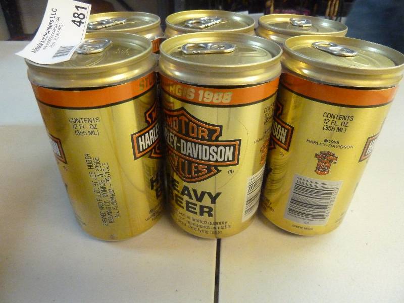 lot 481 image: Harley Davidson Collectible Unopened Beer Cans