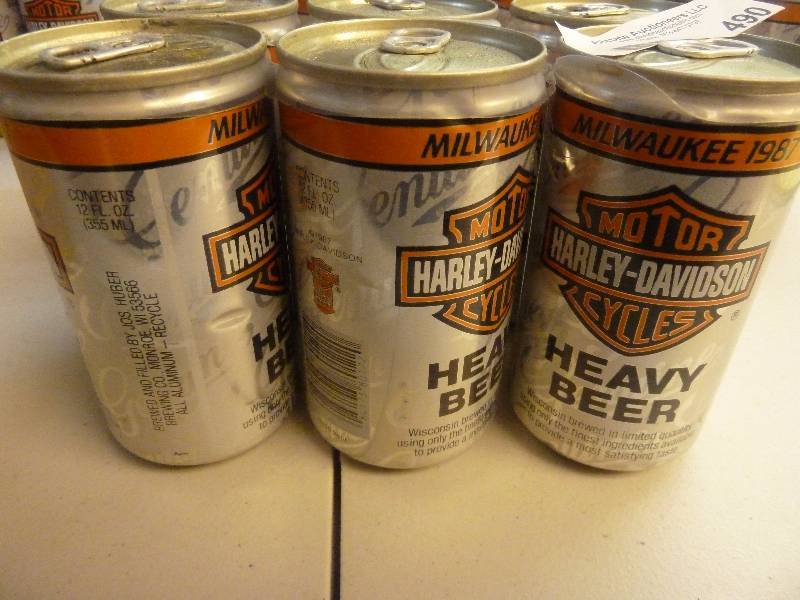lot 490 image: Harley Davidson Collectible Unopened Beer Cans